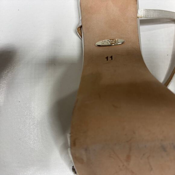 Badgley Mischka Rider White Satin Stiletto Heeled Sandal Beaded, Rhinestone 11 - Picture 8 of 10